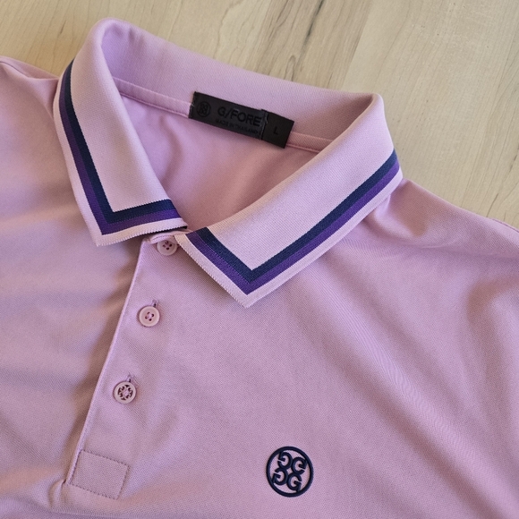 G/FORE Light Pink Polo with Dark Purple Trim - Picture 6 of 8
